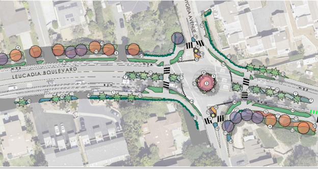 Design plan for proposed roundabout at Leucadia hygeia