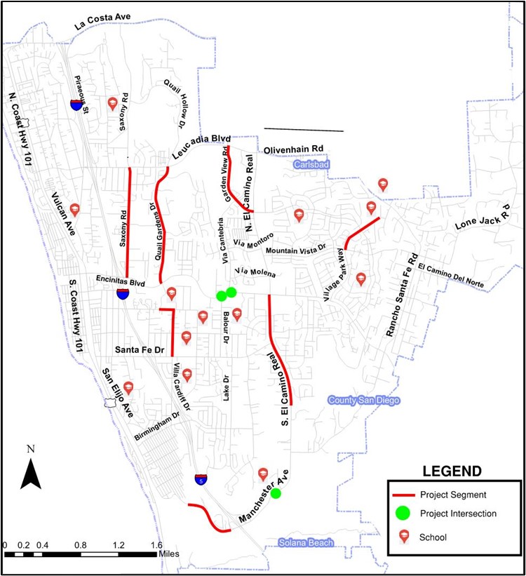 vicninity map showing bike emergency projects citywide