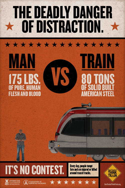 Man vs. Train safety poster