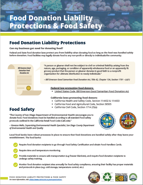 Food Donation Liability Protections & Food Safety